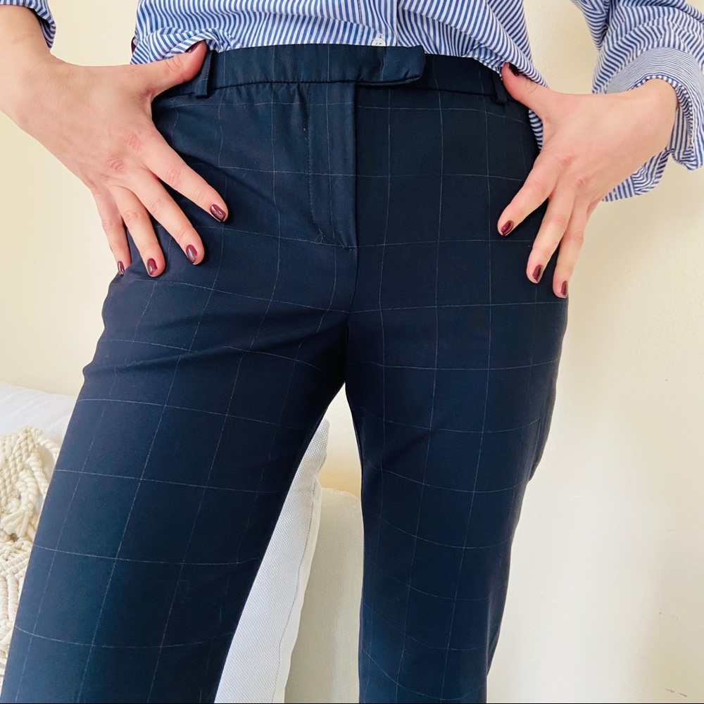 Armani Collezioni navy check fitted trousers pants - Picture 4 of 8